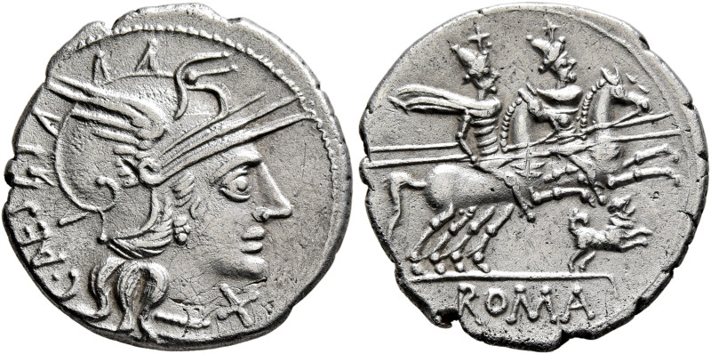 C. Antestius, 146 BC. Denarius (Silver, 19 mm, 3.00 g, 6 h), Rome. C•ANTESTI Hea...