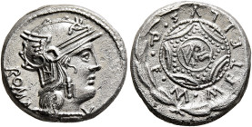 M. Caecilius Q.f. Q.n. Metellus, 127 BC. Denarius (Silver, 11 mm, 3.74 g), Rome. ROMA Head of Roma to right, wearing winged helmet, pendant earring an...