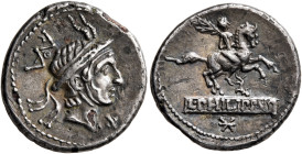 L. Philippus, 113-112 BC. Denarius (Subaeratus, 19 mm, 3.43 g, 3 h), a contemporary plated imitation. Head of Philip V of Macedon to right, wearing di...