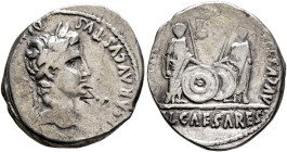 Augustus, 27 BC-AD 14. Denarius (Silver, 19 mm, 3.80 g, 5 h), Lugdunum, 2 BC-AD 4. [C]AESAR AVGVSTVS DI[VI F PATER PATRIAE] Laureate head of Augustus ...