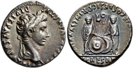 Augustus, 27 BC-AD 14. Denarius (Silver, 19 mm, 3.77 g, 6 h), Lugdunum, 2 BC-AD 4. CAESAR AVGVSTVS DIVI F PATER PATRIAE Laureate head of Augustus to r...