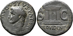 Divus Augustus, died AD 14. As (Copper, 27 mm, 10.64 g, 6 h), Rome, struck under Tiberius, circa 22/3-30. [DIVVS] AVGVSTVS PATER Radiate head of Divus...