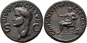 Divus Augustus, died AD 14. Dupondius (Orichalcum, 29 mm, 15.54 g, 6 h), Rome, struck under Gaius (Caligula), 37-41. DIVVS AVGVSTVS / S - C Radiate he...