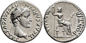 Tiberius, 14-37. Denarius (Silver, 18 mm, 3.71 g, 12 h), Lugdunum, group 4, circa 18-35. TI CΑESΑR DIVI ΑVG F ΑVGVSTVS Laureate head of Tiberius to ri...