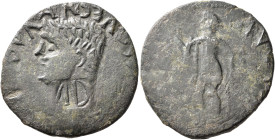 Claudius, 41-54. 'Sestertius' (Bronze, 28 mm, 10.20 g, 9 h), a contemporary imitation from an irregular mint, imitating Rome. [...] CΛESΛΑ ΛVC (retrog...