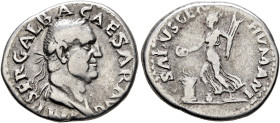 Galba, 68-69. Denarius (Silver, 19 mm, 3.39 g, 6 h), Rome, circa July 68-January 69. IMP SER GALBA CAESAR AVG Laureate head of Galba to right. Rev. SA...