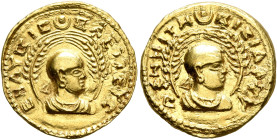 Endybis, circa 300-310. Chrysos (Gold, 17 mm, 2.70 g, 12 h). ENΔΥBIC - ΒΑCIΛEYC Draped bust of Endybis to right, wearing tight-fitting head cloth and ...