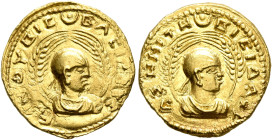 Endybis, circa 300-310. Chrysos (Gold, 16 mm, 2.70 g, 12 h). ENΔΥBIC - ΒΑCIΛEYC Draped bust of Endybis to right, wearing tight-fitting head cloth and ...
