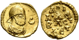 Aphilas, circa 310-325. 1/8 Chrysos (Gold, 8 mm, 0.30 g, 1 h). Draped bust of Aphilas to right, wearing tight-fitting head cloth and circular earring;...