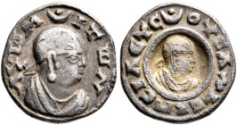 Ousanas I, circa 325-345. Chrysargyros (Gilt Silver, 12 mm, 0.74 g, 12 h). ΑξⲰΜ-ΙΤⲰN Draped bust of Ousanas I to right, wearing tight-fitting head clo...