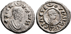 Ousanas I, circa 325-345. Argyros (Silver, 13 mm, 0.72 g, 12 h). ΑξⲰΜ-ΙΤⲰነ Draped bust of Ousanas I to right, wearing tight-fitting head cloth and cir...