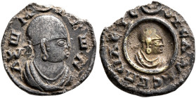 Ousanas I, circa 325-345. Chrysargyros (Gilt Silver, 12 mm, 0.62 g, 12 h). ΑξⲰΜ-ΙΤⲰN Draped bust of Ousanas I to right, wearing tight-fitting head clo...
