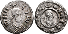 Wazeba, circa 340. Argyros (Silver, 12 mm, 0.98 g, 12 h). ወዘበ-ነገሠ ('wzbngs' = 'Wazeba, king' in Ge'ez) Draped bust of Wazeba to right, wearing tight-f...