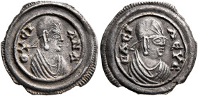 Ousanas I, circa 325-345. 3 Argyroi (Silver, 15 mm, 1.28 g, 12 h). OYC-ΑΝΑ Draped bust of Ousanas I to right, wearing tight-fitting head cloth and cir...