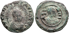 Ousanas I, circa 325-345. Lepton (Bronze, 15 mm, 1.30 g, 12 h). ΟΥCANAC ΒΑCΙΛЄΥC Draped bust of Ousanas I to right, wearing tight-fitting head cloth a...