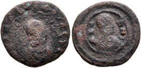 Ousanas I, circa 325-345. Lepton (Bronze, 15 mm, 1.42 g, 12 h). [ΟΥCANAC] ΒΑCΙΛЄΥC Draped bust of Ousanas I to right, wearing tight-fitting head cloth...