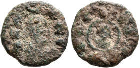 Ezanas, circa 345-380. Lepton (Bronze, 10 mm, 0.48 g, 12 h), pagan types, circa 345-360. HZA-NAC Draped bust of Ezanas to right, wearing tight-fitting...