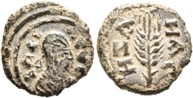 Ezanas, circa 345-380. Lepton (Bronze, 13 mm, 1.26 g, 3 h), pagan types, circa 345-360. ΒΑCIΛЄΥC Draped bust of Ezanas to right, wearing tight-fitting...