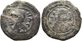 Ezanas, circa 345-380. Lepton (Bronze, 16 mm, 1.68 g, 12 h), pagan types, circa 345-360. ΗZA-NAC Draped bust of Ezanas to right, wearing tight-fitting...