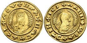 Ezanas, circa 345-380. Chrysos (Gold, 17 mm, 1.56 g, 12 h), Christian types, posthumous issue, circa 380-after 400 (?). ✠HZA✠ИAC✠ACI✠ΛЄY Draped half-l...