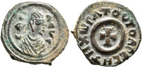Anonymous, circa 359/60-450. Lepton (Bronze, 14 mm, 1.44 g, 11 h). BACI-ΛЄYC Draped male bust to right, wearing tight-fitting head cloth and circular ...