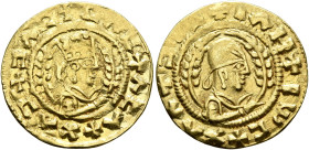 AXUM. Noe, 5th century. Chrysos (Gold, 18 mm, 1.55 g, 12 h), Noe, 5th century. ✠ΛCΛ✠XΛƆ✠ƆΛƆ✠CΛC Draped half-length bust of Noe to right, wearing tiara...