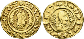 Noe, 5th century. Chrysos (Gold, 18 mm, 1.51 g, 12 h). ✠ΛCX✠ΛCΛ✠CΛC✠CIነ Draped half-length bust of Noe to right, wearing tiara and circular earring, h...