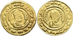 Ebana, circa 460s-480s. Chrysos (Gold, 18 mm, 1.59 g, 12 h). ✠CΛC✠CIN✠CΛX✠ΛCΛ Draped half-length bust of Ebana to right, wearing tiara and circular ea...