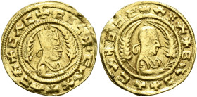 Ebana, circa 460s-480s. Chrysos (Gold, 17 mm, 1.61 g, 12 h). ✠CΛC✠CIነ✠CAX✠ACA Draped half-length bust of Ebana to right, wearing tiara and circular ea...