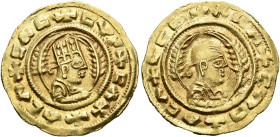 Ebana, circa 460s-480s. Chrysos (Gold, 18 mm, 1.63 g, 12 h). ✠CΛC✠CYN✠CΛX✠ΛCΛ Draped half-length bust of Ebana to right, wearing tiara and circular ea...