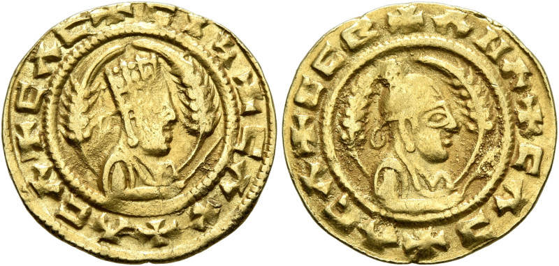 Ebana, circa 460s-480s. Chrysos (Gold, 17 mm, 1.63 g, 12 h). ✠CΛC✠CIነ✠CΛX✠ΛCΛ Dr...