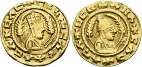 Ebana, circa 460s-480s. Chrysos (Gold, 17 mm, 1.63 g, 12 h). ✠CΛC✠CIነ✠CΛX✠ΛCΛ Draped half-length bust of Ebana to right, wearing tiara and circular ea...