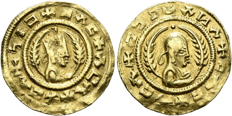 Ebana, circa 460s-480s. Chrysos (Gold, 17 mm, 1.62 g, 12 h). ✠ነIↃ✠ↃΛC✠ΛCΛ✠XCΛ Dr...