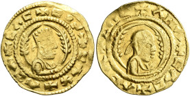 Ebana, circa 460s-480s. Chrysos (Gold, 17 mm, 1.64 g, 12 h). ✠CΛC✠CIN✠CΛX✠ΛCΛ Draped half-length bust of Ebana to right, wearing tiara and circular ea...