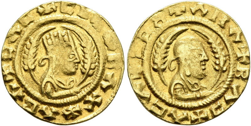 Ebana, circa 460s-480s. Chrysos (Gold, 15 mm, 1.57 g, 12 h). ✠CΛC✠CIነ✠BΛX✠ΛBΛ Dr...