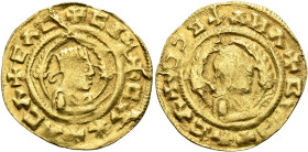 Ebana, circa 460s-480s. Chrysos (Gold, 18 mm, 1.61 g, 12 h). ✠CΛC✠CIነ✠CΛX✠ΛCΛ Draped half-length bust of Ebana to right, wearing tiara and circular ea...