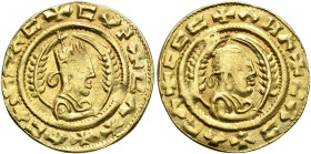 Ebana, circa 460s-480s. Chrysos (Gold, 17 mm, 1.55 g, 12 h). ✠CΛC✠CYN✠CΛX✠ΛCΛ Draped half-length bust of Ebana to right, wearing tiara and circular ea...