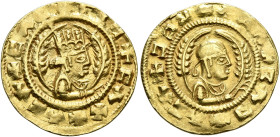 Ebana, circa 460s-480s. Chrysos (Gold, 17 mm, 1.47 g, 11 h). ✠CΛC✠CIነ✠CΛX✠ΛCΛ Draped half-length bust of Ebana to right, wearing tiara and circular ea...