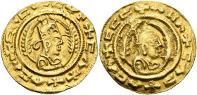 Ebana, circa 460s-480s. Chrysos (Gold, 17 mm, 1.56 g, 12 h). ✠CΛC✠CYN✠CΛX✠ΛCΛ Draped half-length bust of Ebana to right, wearing tiara and circular ea...
