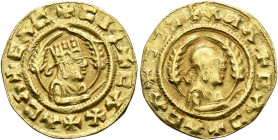 Ebana, circa 460s-480s. Chrysos (Gold, 17 mm, 1.49 g, 11 h). ✠CΛC✠CIነ✠CAX✠ACA Draped half-length bust of Ebana to right, wearing tiara and circular ea...
