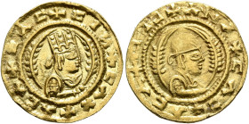 Ebana, circa 460s-480s. Chrysos (Gold, 16 mm, 1.58 g, 12 h). ✠CΛC✠CIነ✠CΛX✠ΛBΛ Draped half-length bust of Ebana to right, wearing tiara and circular ea...