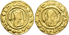 Ebana, circa 460s-480s. Chrysos (Gold, 16 mm, 1.47 g, 11 h). ✠XΛC✠NIↃ✠ↃΛX✠ΛↃΛ Draped half-length bust of Ebana to right, wearing tiara and circular ea...