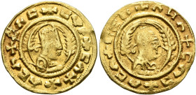 Ebana, circa 460s-480s. Chrysos (Gold, 18 mm, 1.53 g, 12 h). ✠CΛC✠CYN✠CΛX✠ΛCΛ Draped half-length bust of Ebana to right, wearing tiara and circular ea...