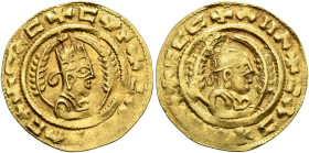 Ebana, circa 460s-480s. Chrysos (Gold, 17 mm, 1.60 g, 12 h). ✠CΛC✠CYN✠CΛX✠ΛCΛ Draped half-length bust of Ebana to right, wearing tiara and circular ea...