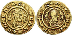 Ebana, circa 460s-480s. Chrysos (Gold, 17 mm, 1.57 g, 12 h). ✠CΛC✠CIነ✠CΛX✠ΛBΛ Draped half-length bust of Ebana to right, wearing tiara and circular ea...