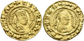 Ebana, circa 460s-480s. Chrysos (Gold, 16 mm, 1.62 g, 12 h). ✠CΛC✠CIነ✠CΛX✠ΛCΛ Draped half-length bust of Ebana to right, wearing tiara and circular ea...
