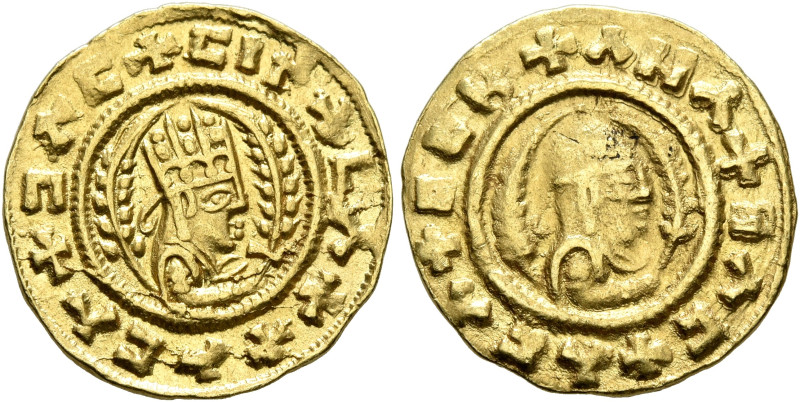 Ebana, circa 460s-480s. Chrysos (Gold, 15 mm, 1.60 g, 12 h). ✠ↃΛC✠CIN✠CΛX✠ΛCΛ Dr...