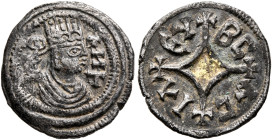 Ebana, circa 460s-480s. 3 Argyroi (Gilt Silver, 14 mm, 0.76 g, 11 h). Є-Β-ΛNΛ Draped bust of Ebana to right, wearing tiara and circular earring, all w...
