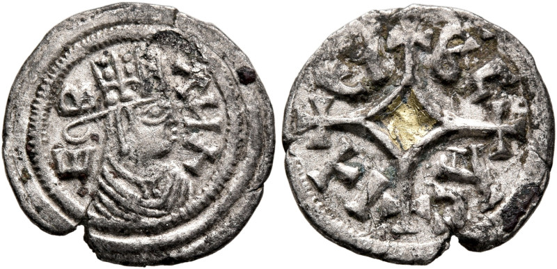 Ebana, circa 460s-480s. 3 Argyroi (Gilt Silver, 15 mm, 0.94 g, 12 h). E-Β-ΛИΛ Dr...