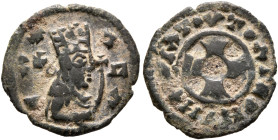 Anonymous, circa 460s-first quarter 6th century. Lepton (Gilt Bronze, 15 mm, 1.02 g, 9 h). CΛ X - Λ-CΛ Draped half-length male bust to right, wearing ...